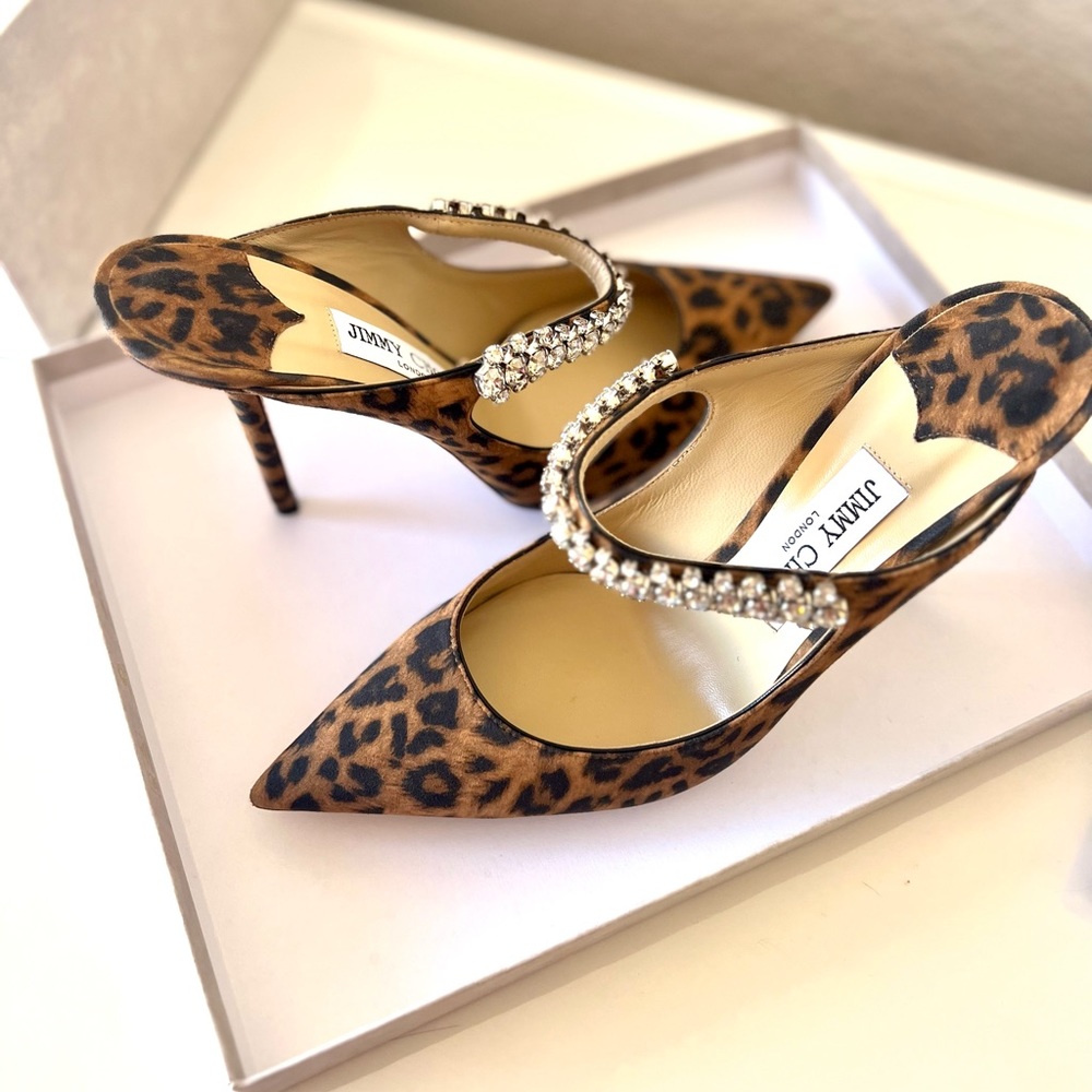 NEVER WORN Bing Embellished Leopard-Print Leather Mules WITH BOX AND DUSTER